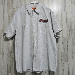 Hellanbach x Red Kap Striped Short Sleeve Button Down Biker Garage Work Shirt 2X